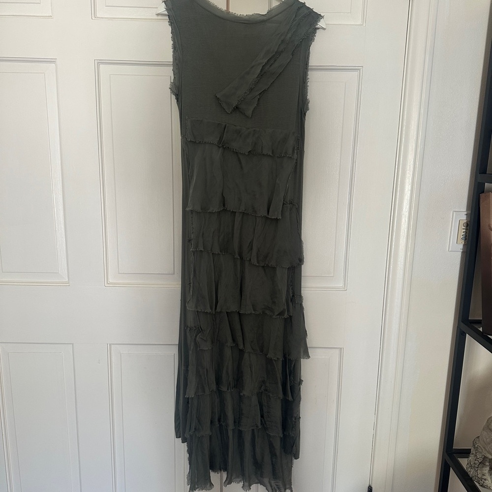NWT Tina Stephens - Elegant Gray Layered Silk Dress - Picture 4 of 8